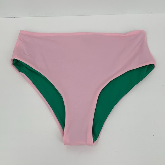 Agua Bendita Alicia Java reversible bikini swim bottom pink green high new 2X - Picture 1 of 4